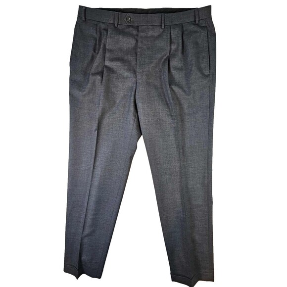 Ralph Lauren Total Comfort Gray Mens 100% Wool Pants Sz 38Wx32L Pleat Cuff - Picture 1 of 8